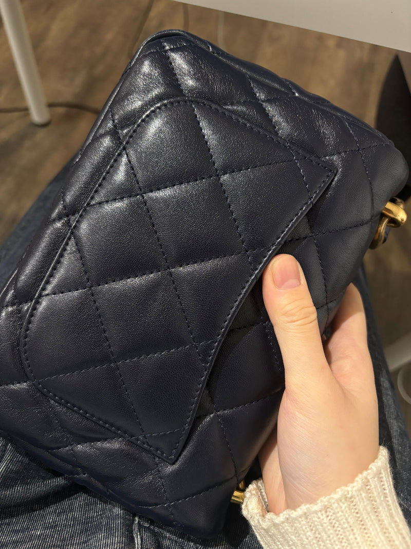 Chanel Navy Blue Funky Town Lambskin Shoulder Bag