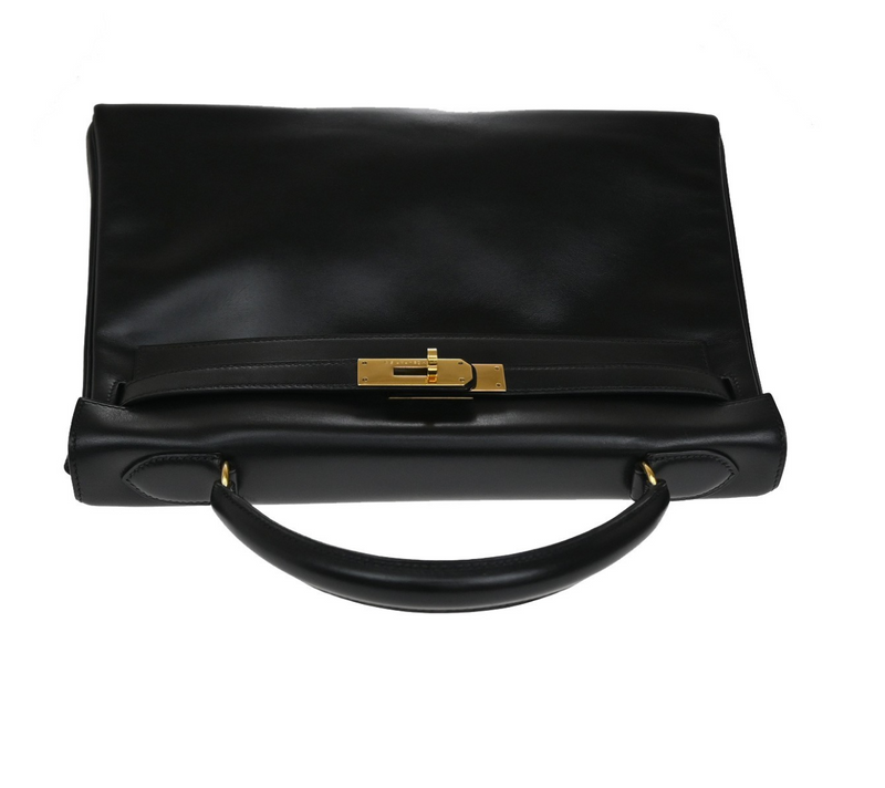 Hermes Black Kelly With Gold Hardware 32Cms