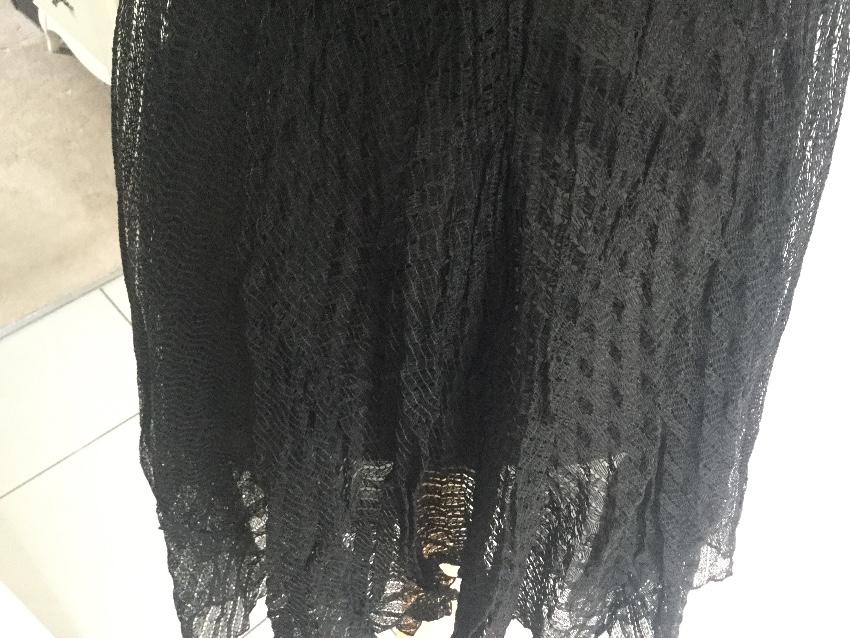 black crochet pleated beaded dress, UK 8-10