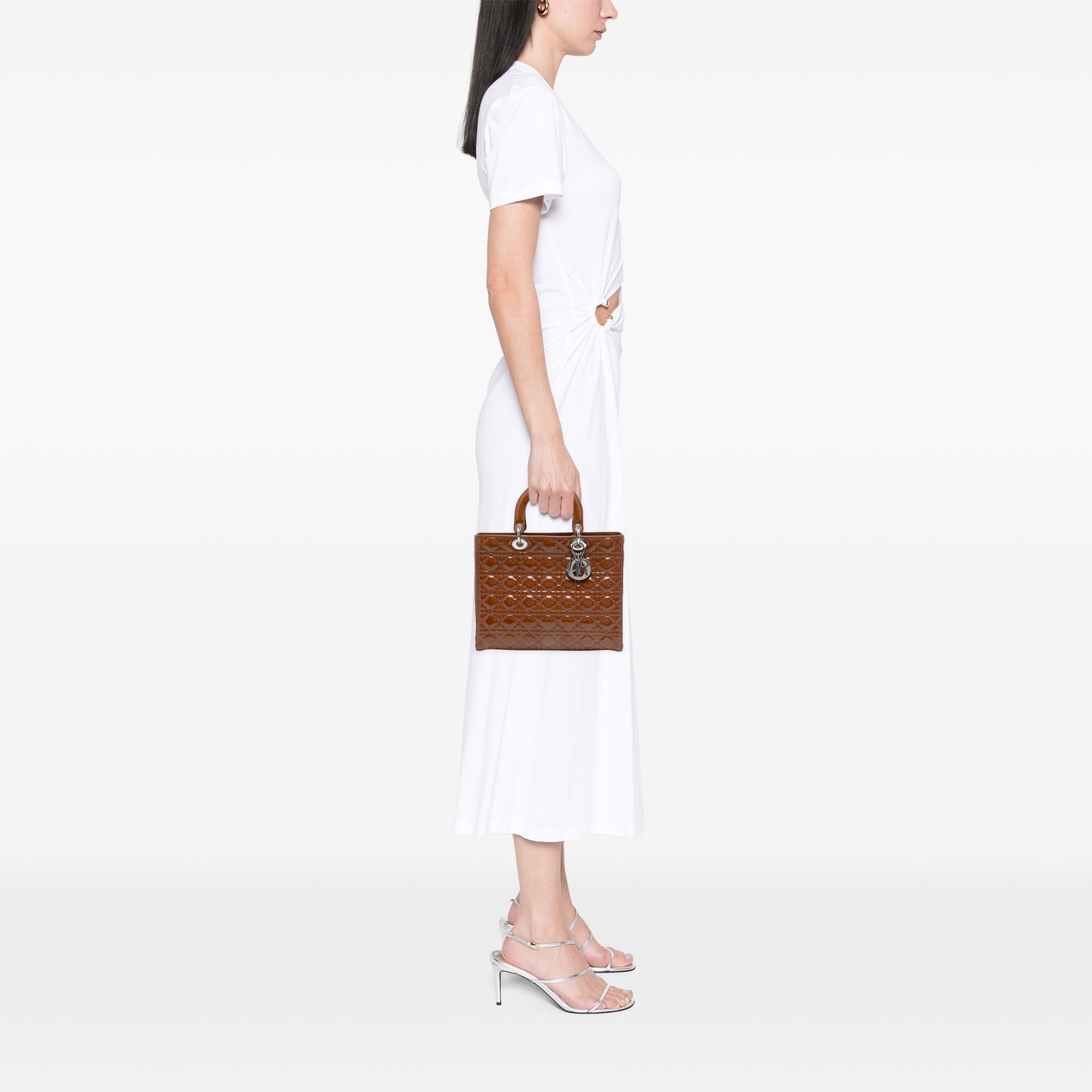 Dior Tan Large Patent Cannage Lady Dior