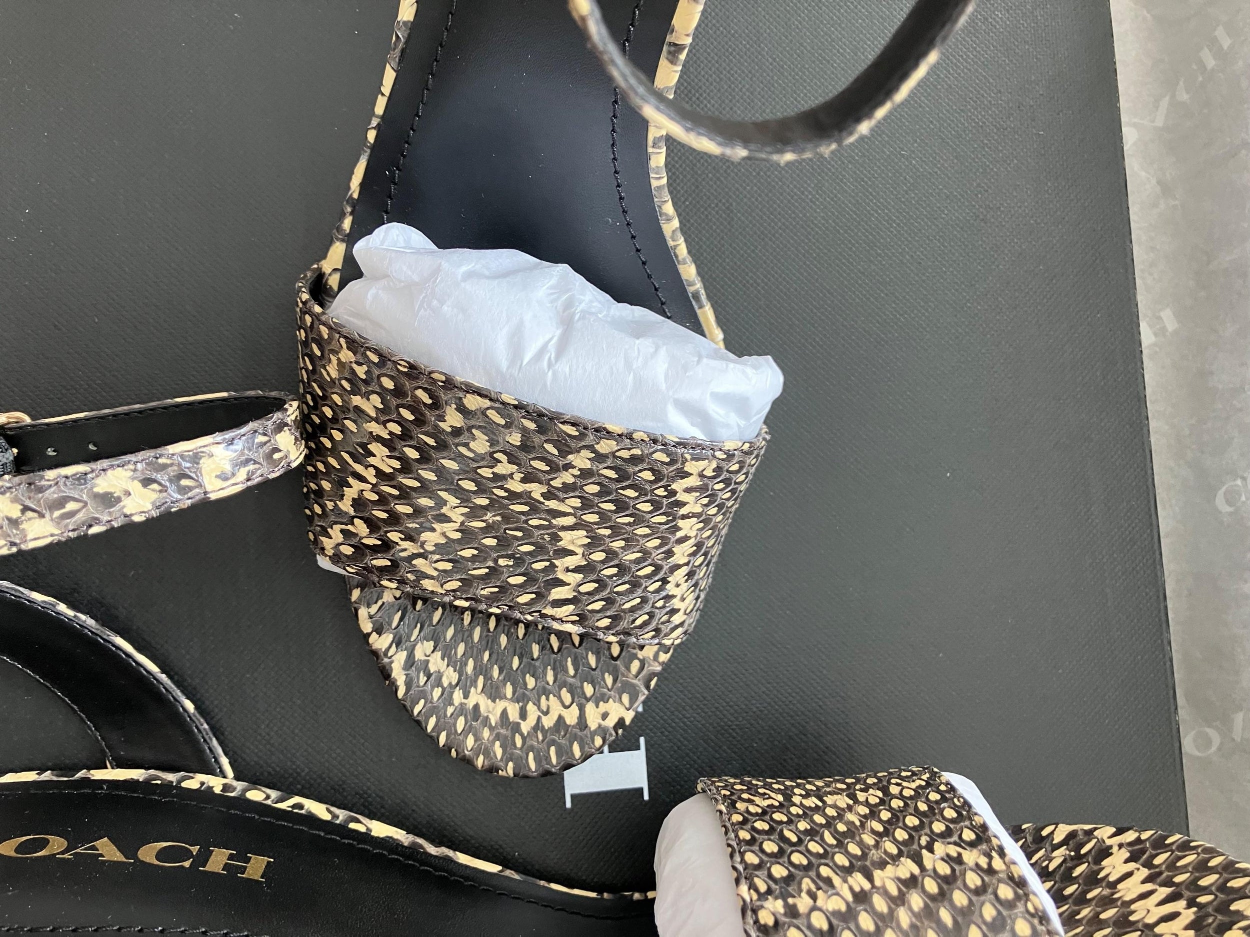 Coach Snakeskin Print Heeled Sandals