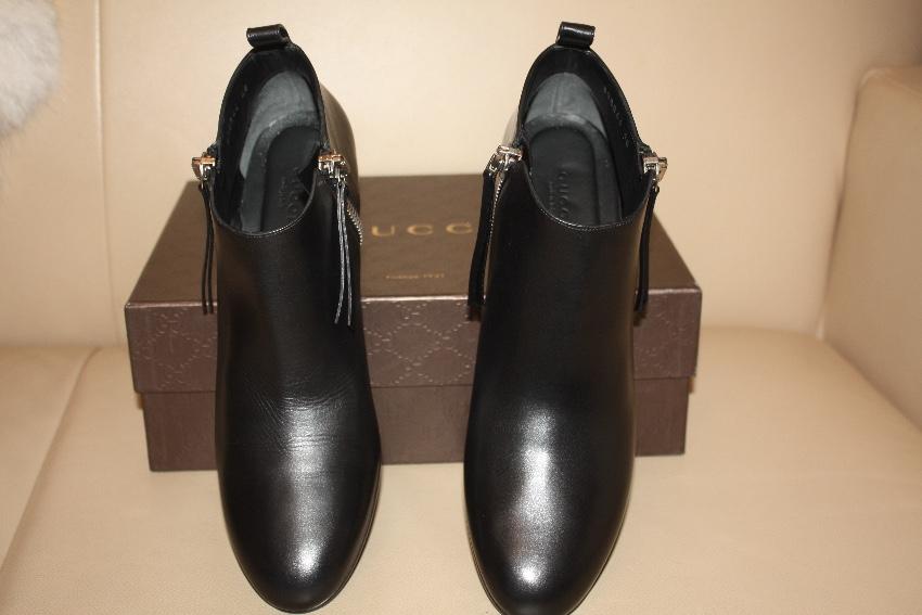 Gucci Black Low Block Heel Ankle Boots