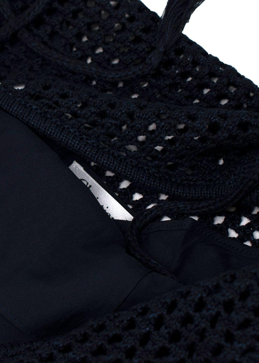 Dior Navy Blue Linen Blend Knitted Tassel Jumper