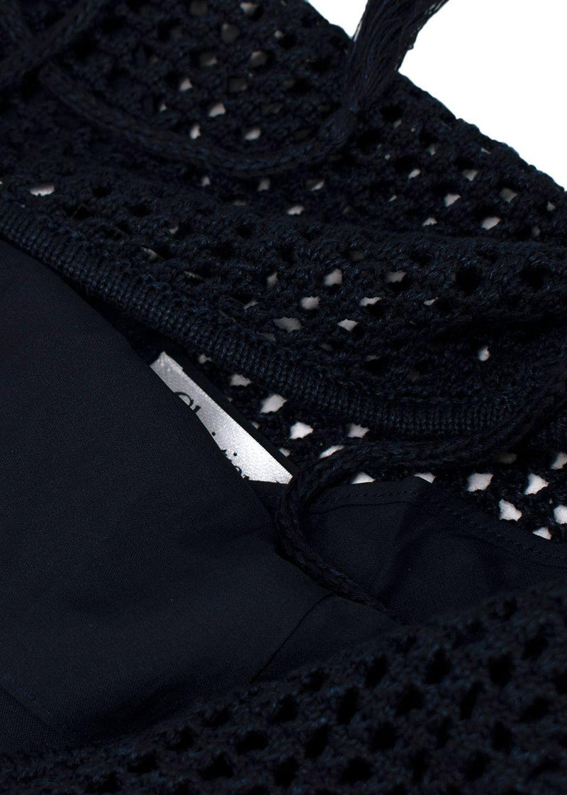 Dior Navy Blue Linen Blend Knitted Tassel Jumper