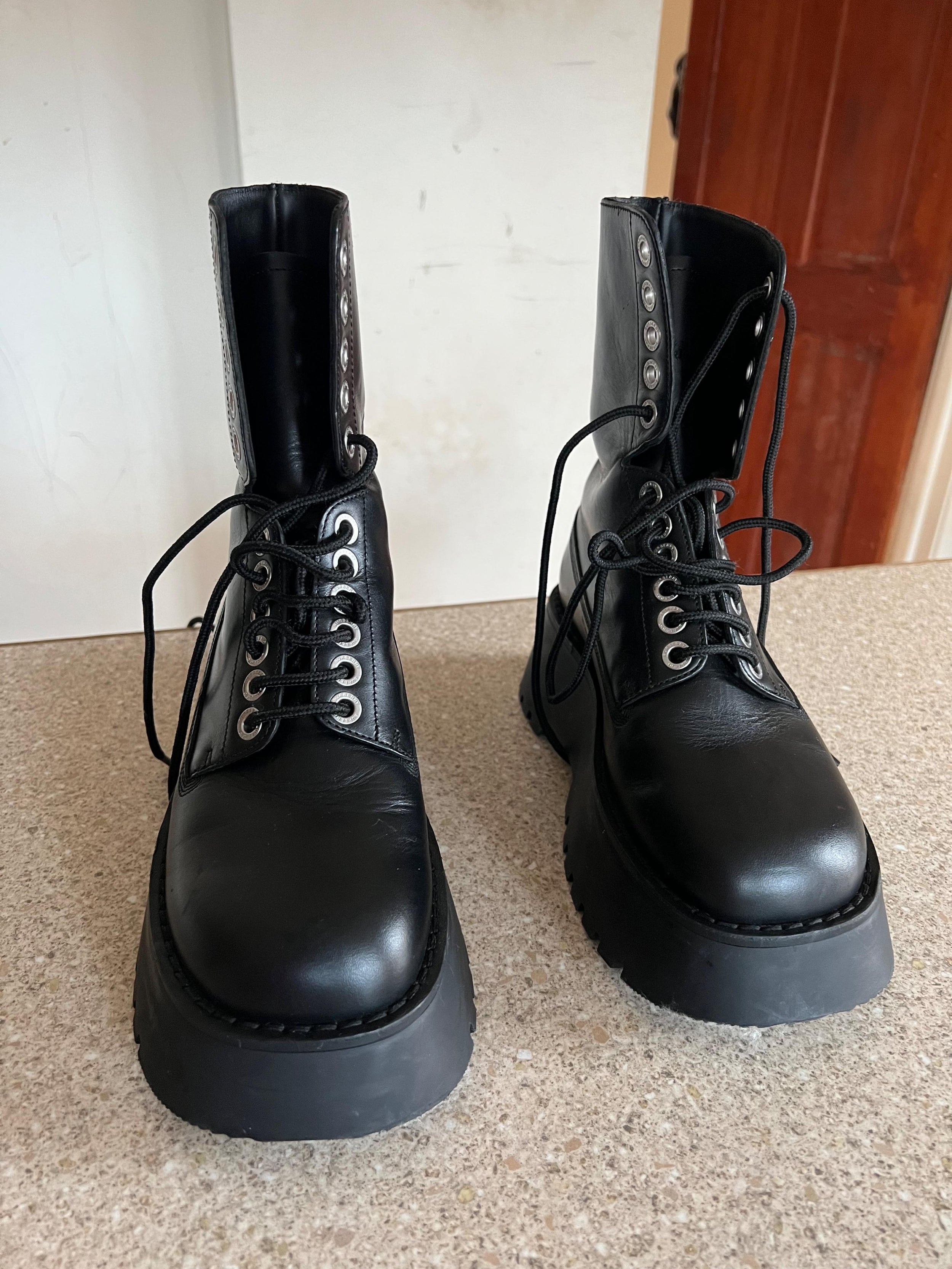 Burberry Black Leather Biker Boots