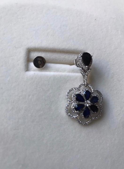 Bespoke 18ct White Gold Diamond & Sapphire Floral Jewellery Suite