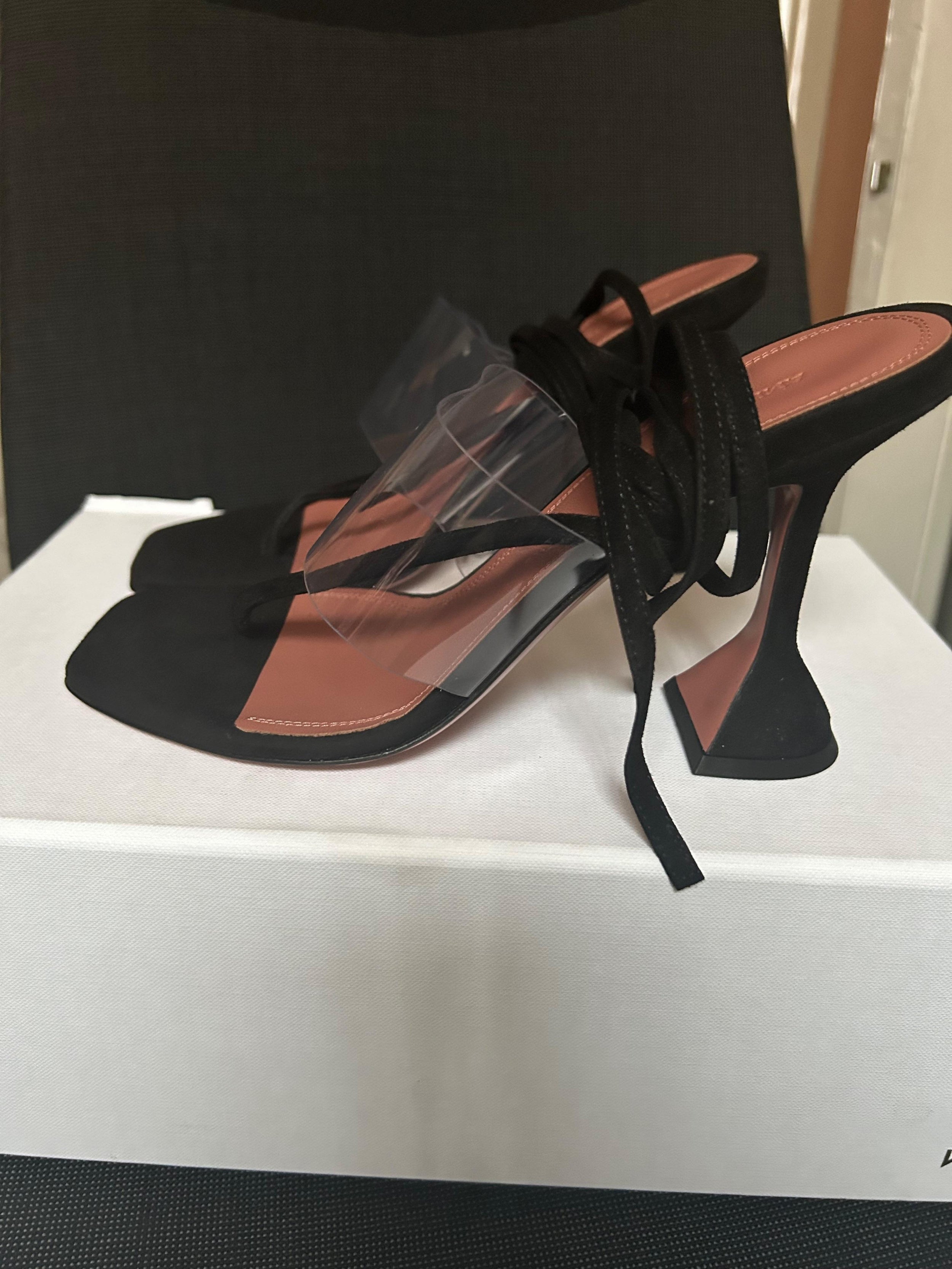 Black Suede Zula 95 PVC Thong Sandals