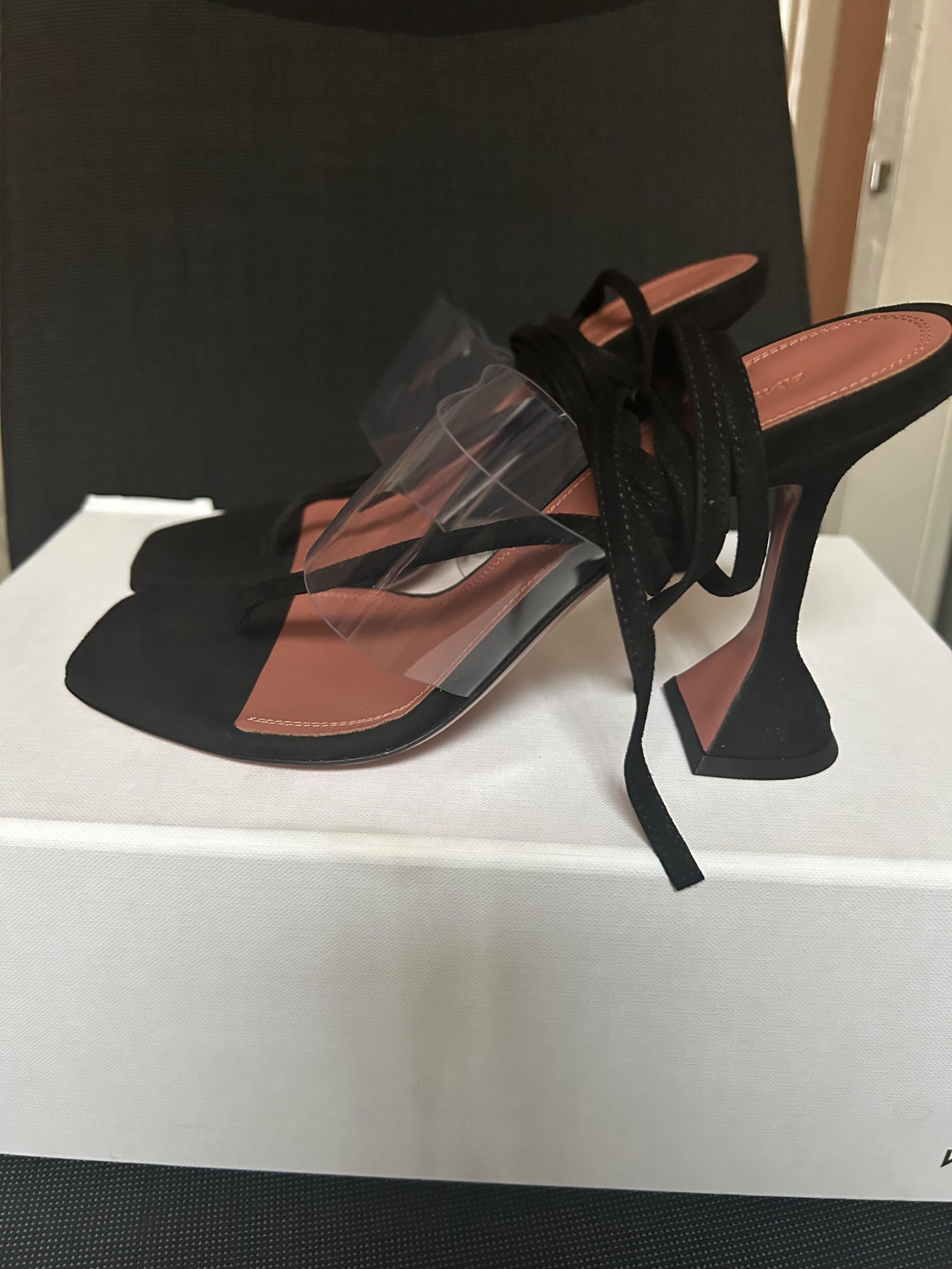 Black Suede Zula 95 PVC Thong Sandals