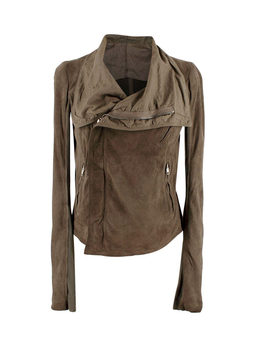 Rick Owens Khaki Suede Zip Jacket