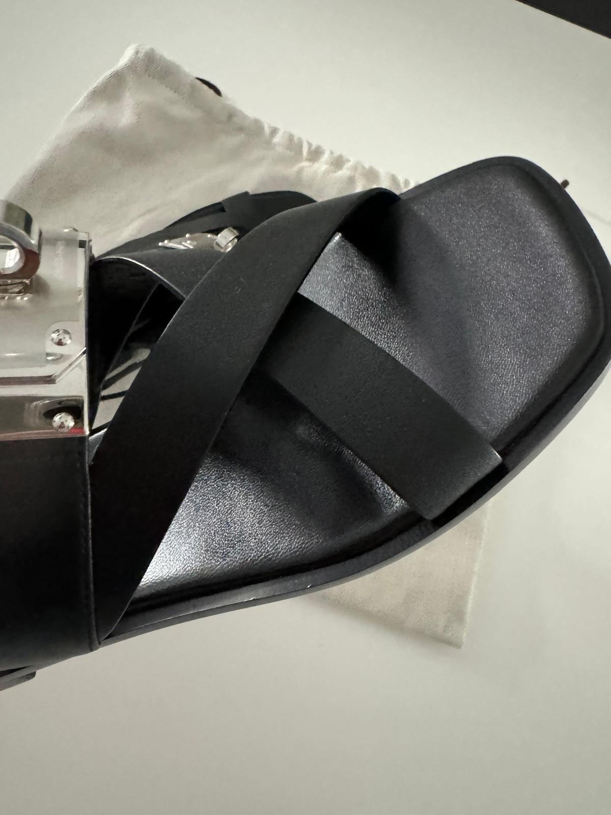 Hermes Oversized Kelly Buckle Black Sandals