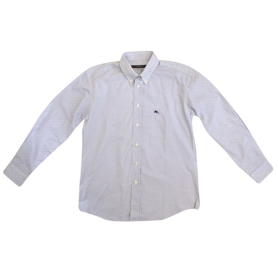Etro Kids Blue and White Squares Printed Shirt