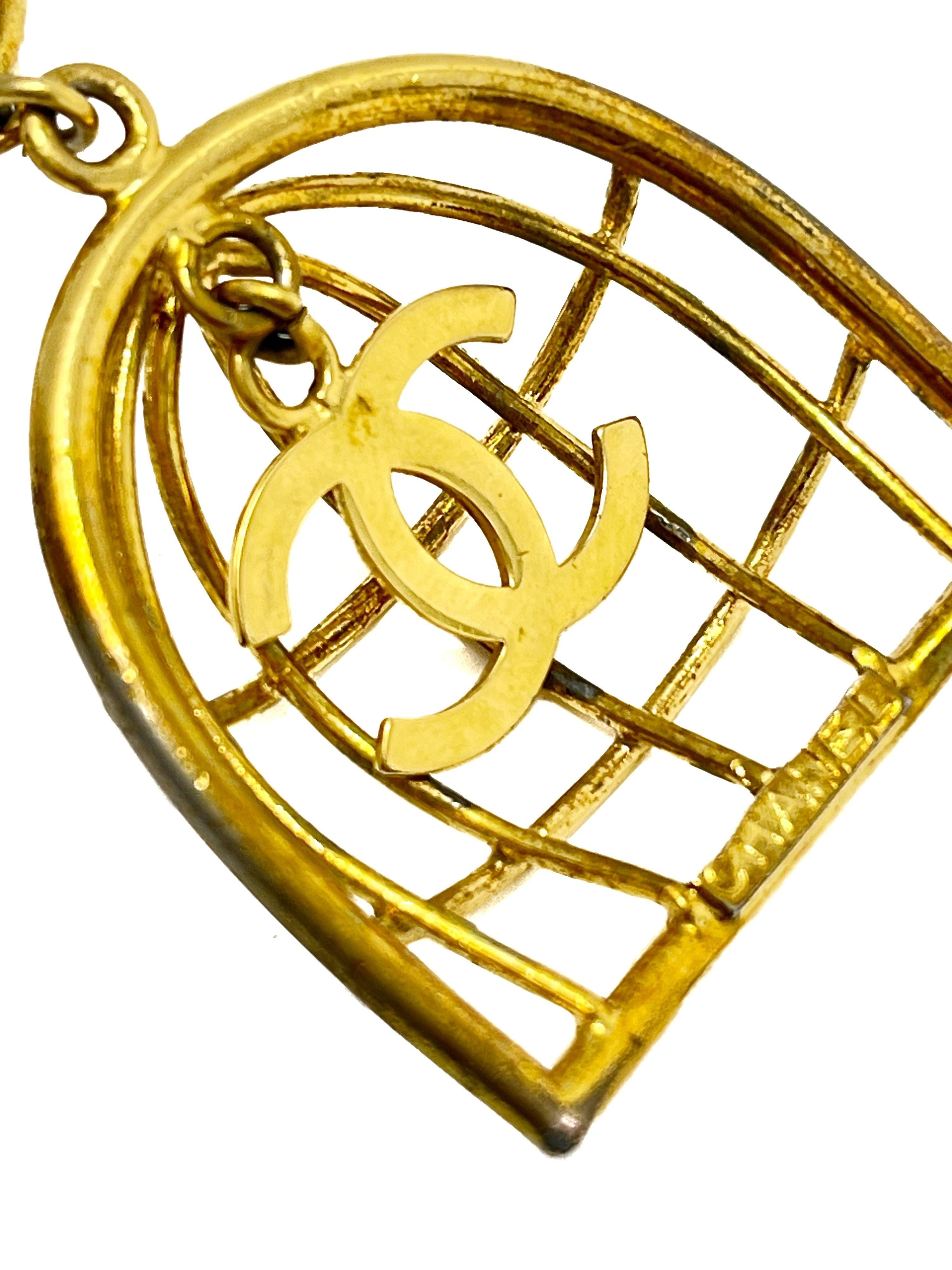 Chanel Vintage Gold Metal Birdcage Earrings