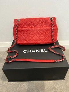 Chanel Red Aged Calfskin Single Flap Bag