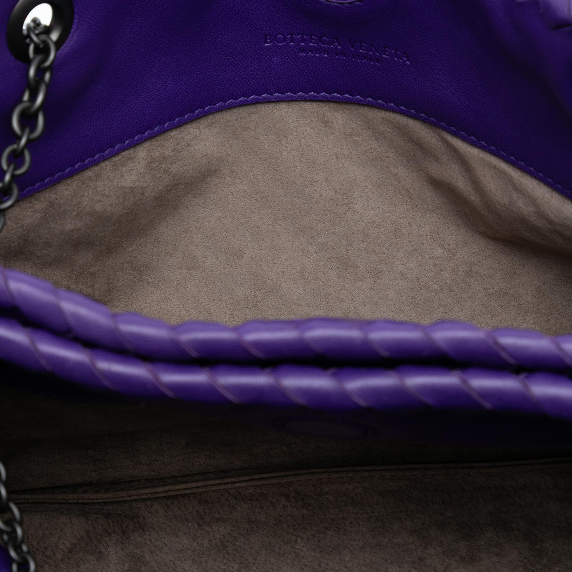Bottega Veneta Purple Nappa Intrecciato Duo Shoulder Bag