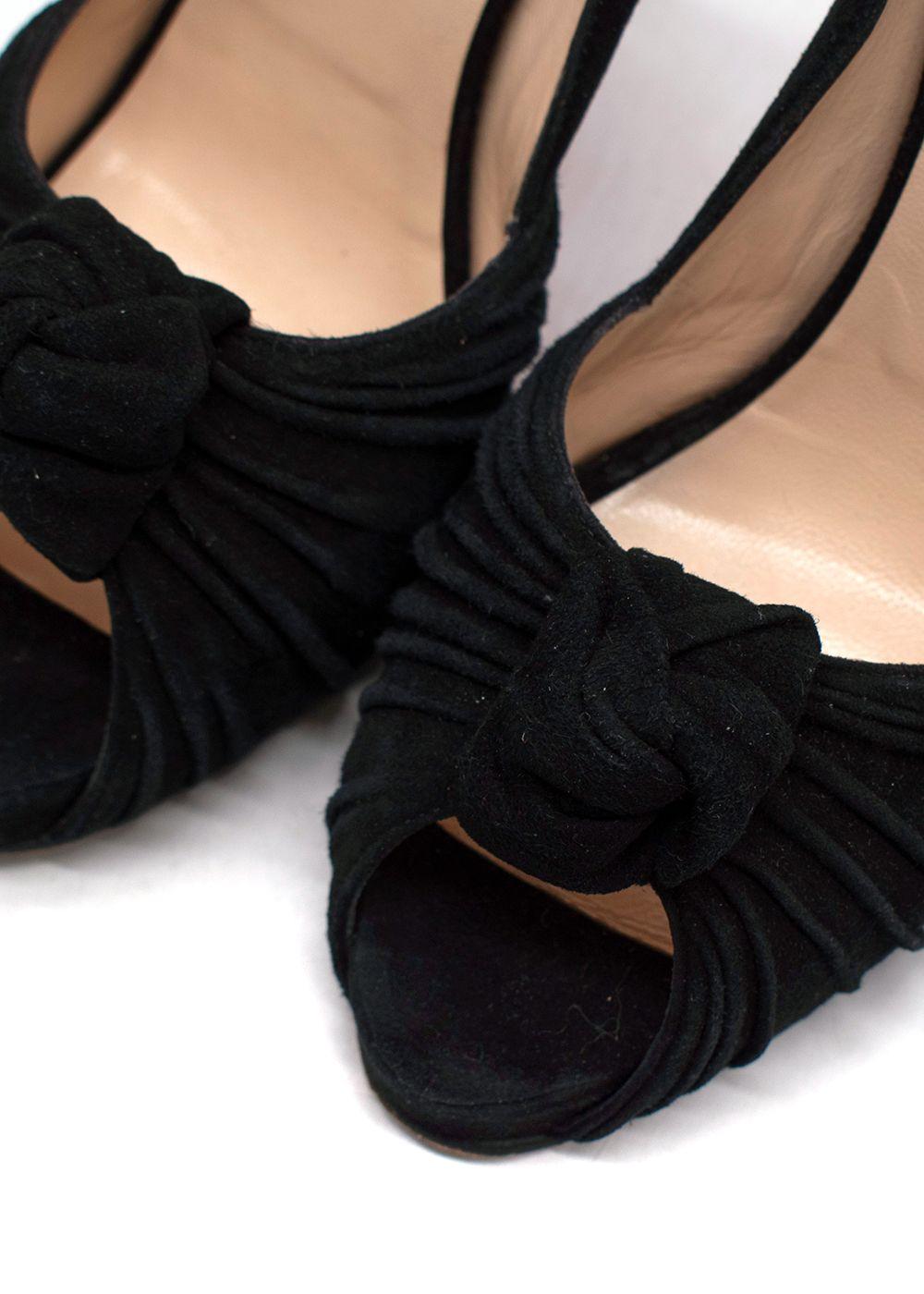 Louboutin Black Suede Peep Toe Pump Heels