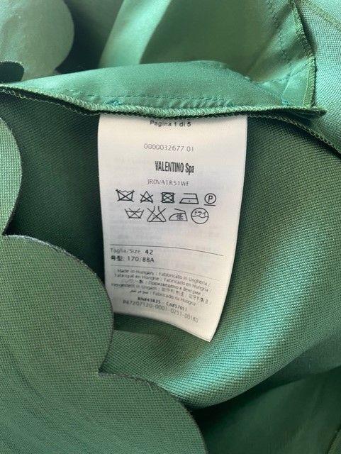 Green satin scallop hem dress