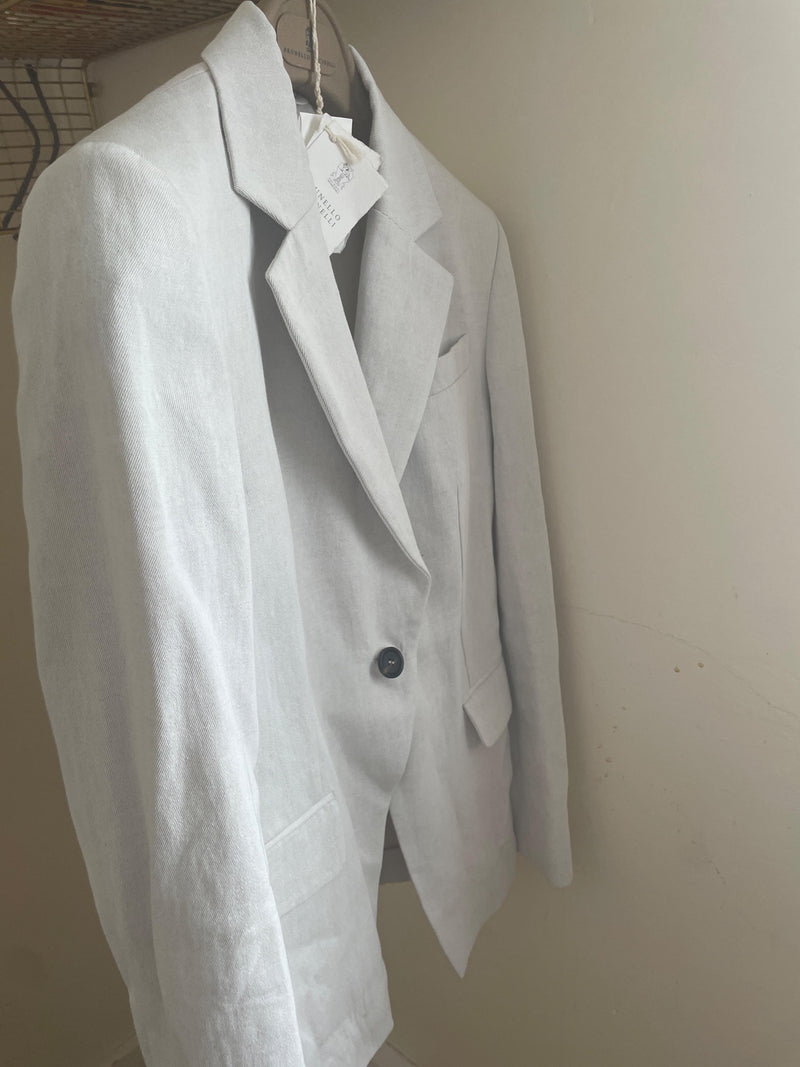 Single Breasted Cotton And Linen Blazer