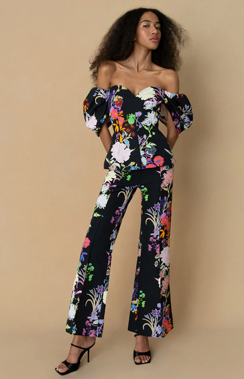 Borgo De Nor Morgan Taffeta Jardin Black Trousers