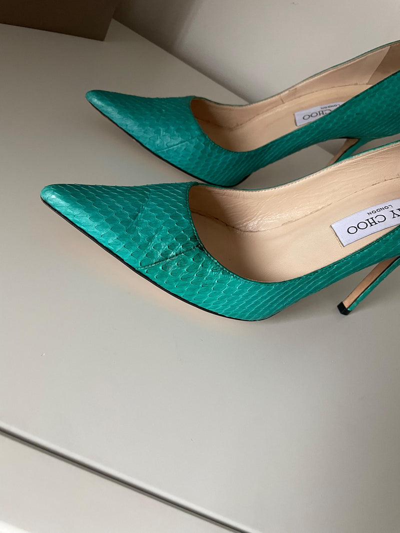 Jimmy Choo Anouk Jade Python Heels