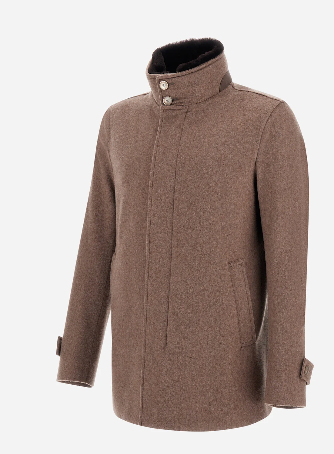 Herno Cashmere Shearling-Trim Car Coat