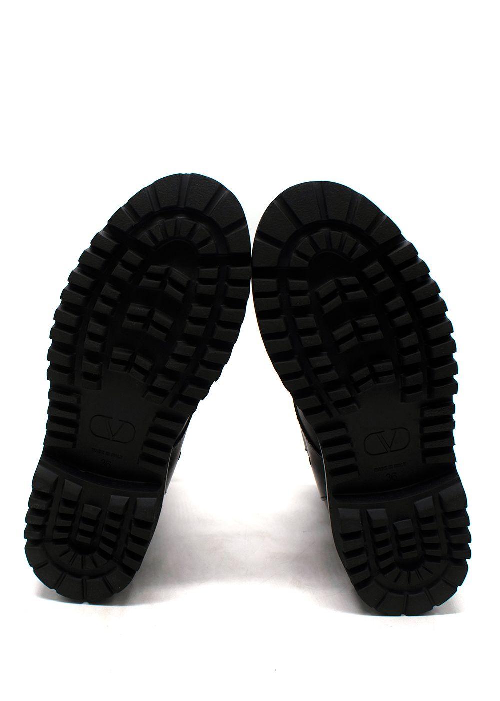 Valentino Black Go Logo Embellished Leather Ankle Boots