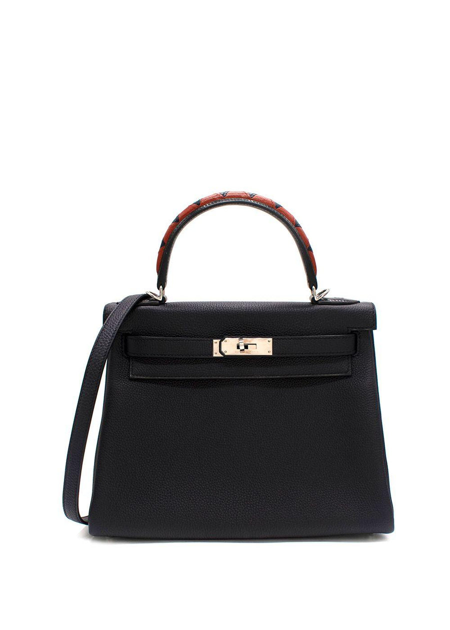 Hermes Limited Edition Kelly 28cm Galop Retourne Au Visit in  Noir Togo Leather with Palladium Hardware