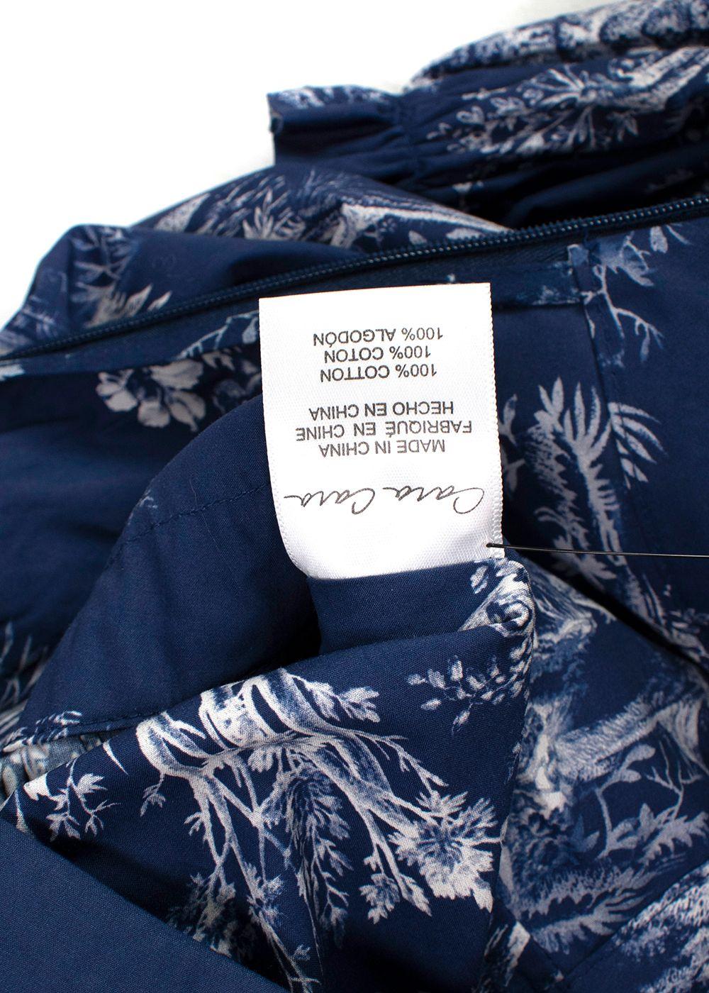 Cara Cara Navy Toile de Jouy Printed Tiered Cotton Skirt
