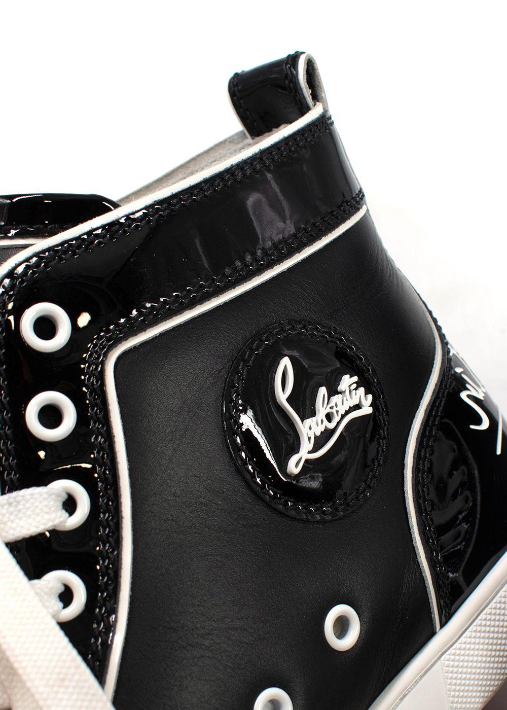 Christian Louboutin Black Patent Leather Fun Louis High top Sneakers