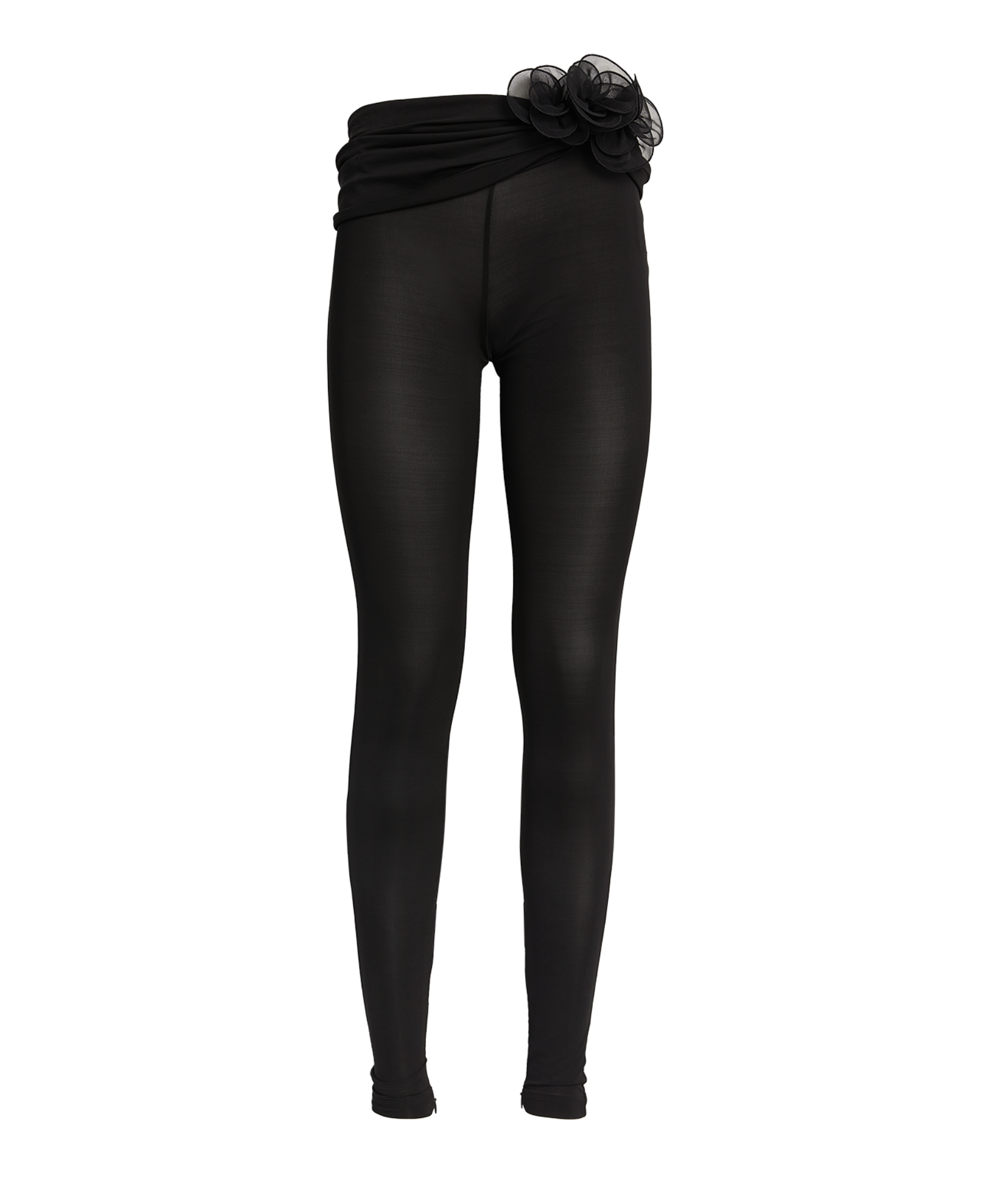 Magda Butrym Floral-Appliquéd Silk Georgette-Trimmed Jersey Trousers