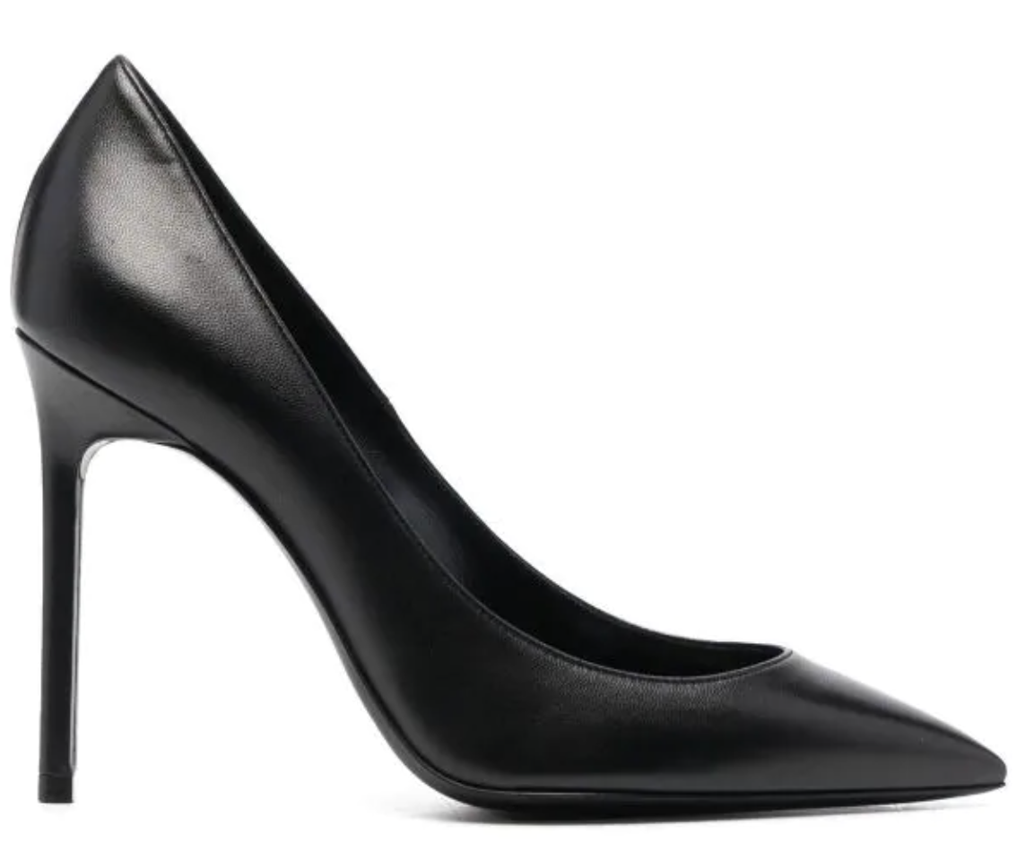 Anja 105 Black Leather Pointed Toe Pumps