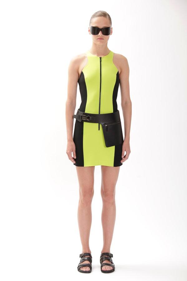 Michael Kors Collection Black & Neon Zip Front Dress