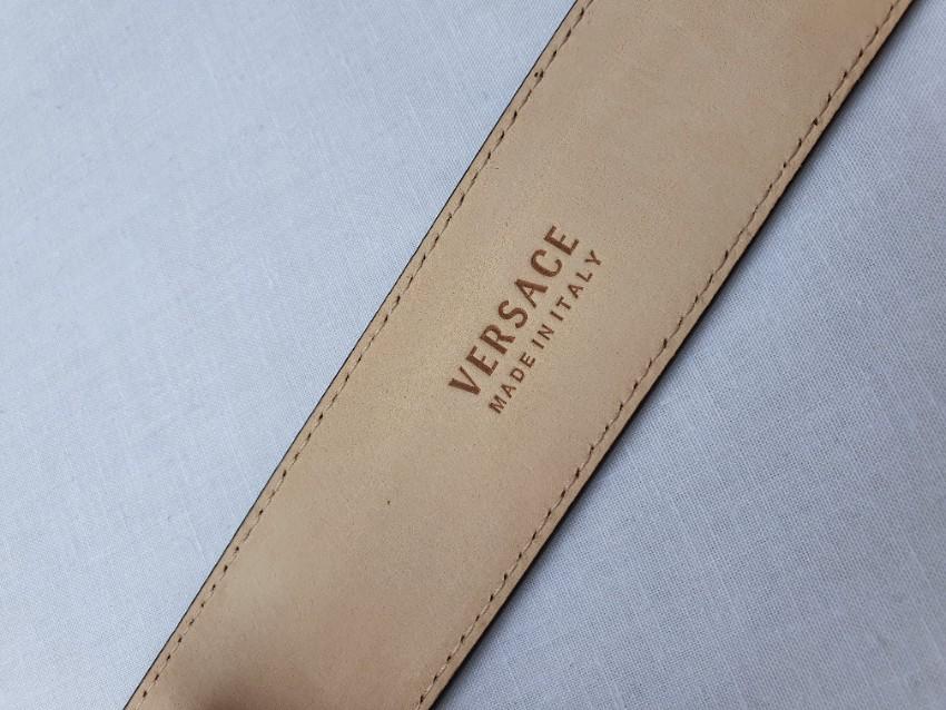 Versace Caramel Medusa Head Palazzo Belt - Size 80