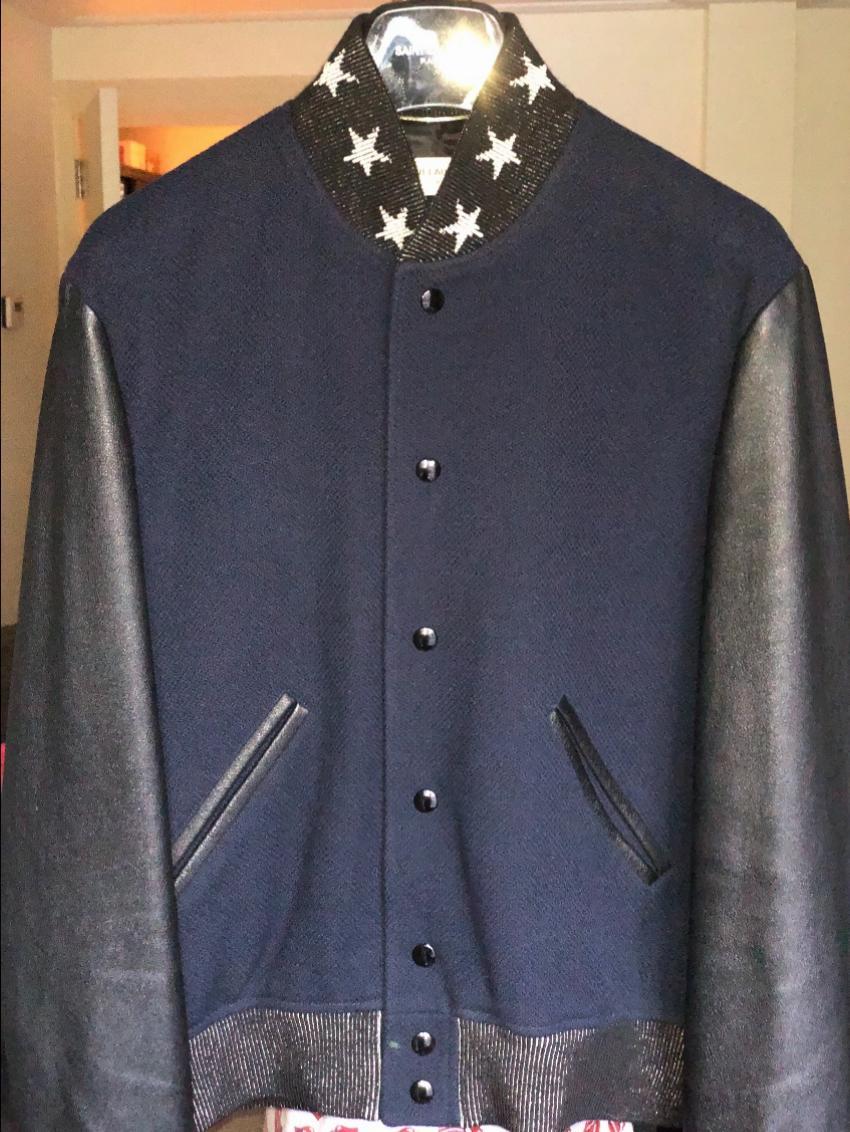 Saint Laurent Navy America Varsity Teddy Jacket