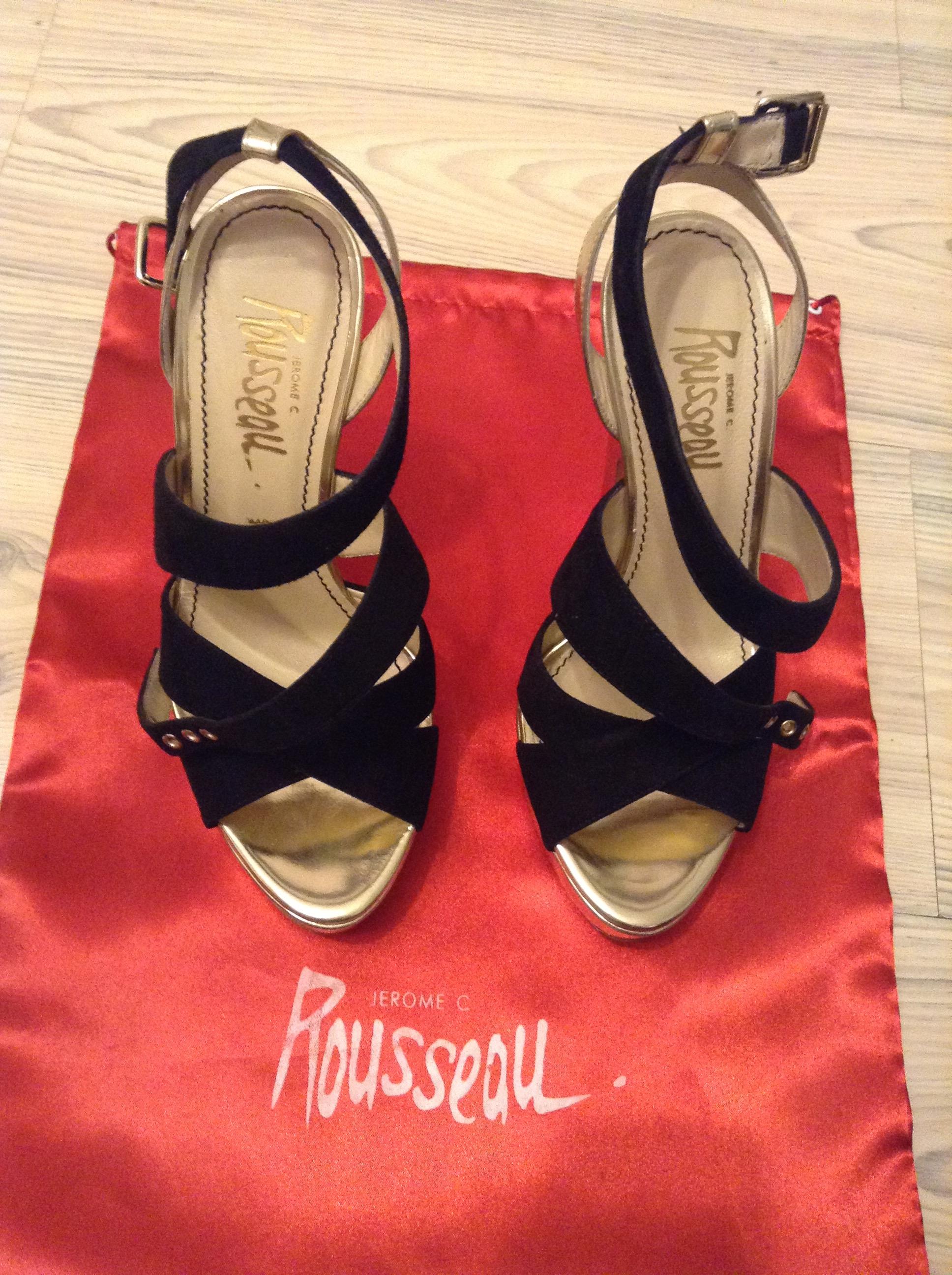 Jerome C. Rousseau Black Suede Sandals