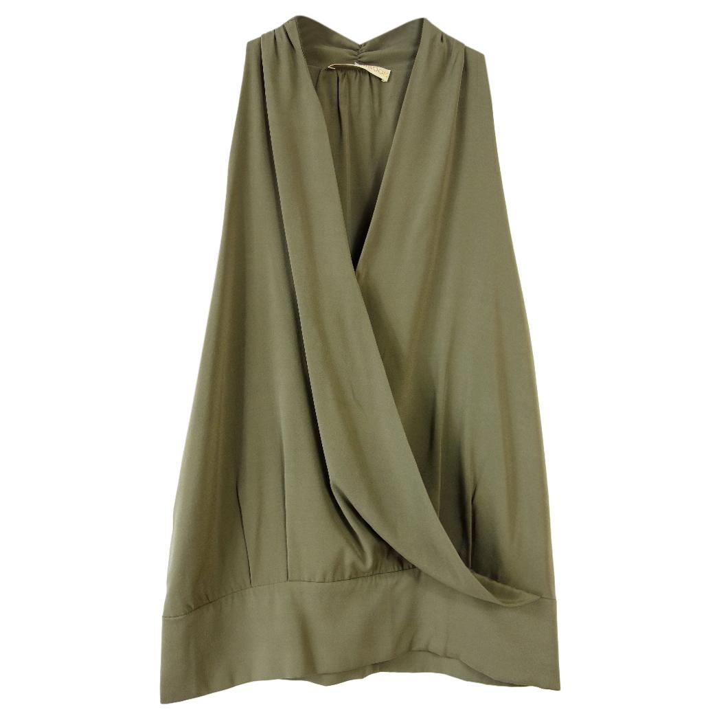 Ramy Brook Green Sleeveless Silk Wrap Style Top