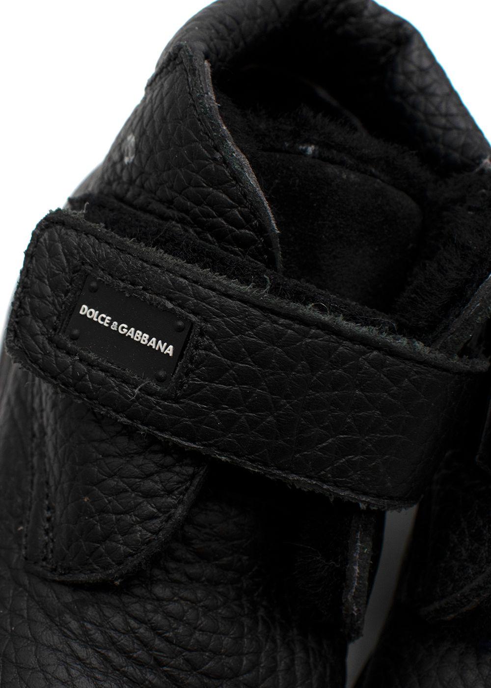 Black leather velcro strap boots