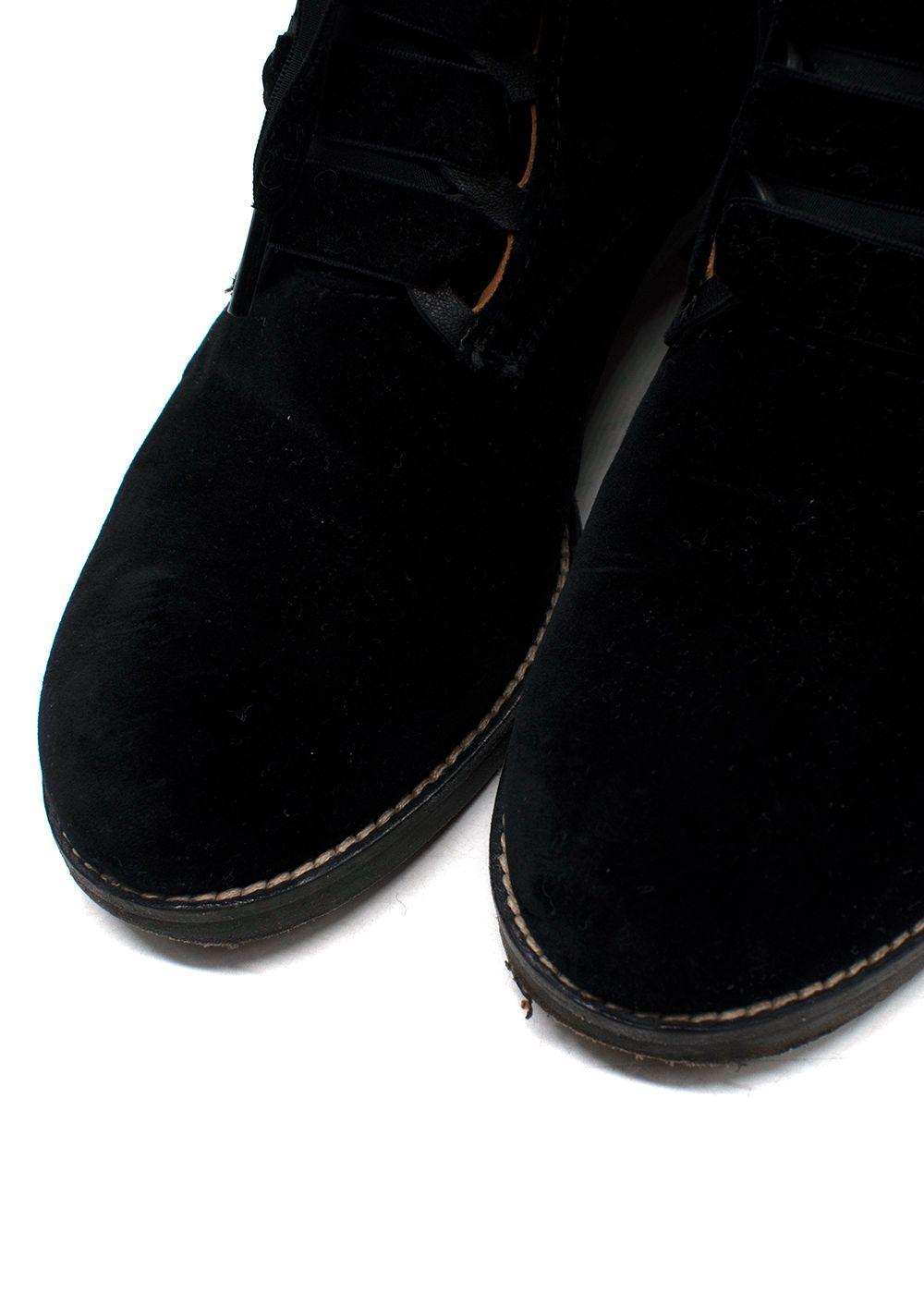 Chloe Black Velvet Combat Boots