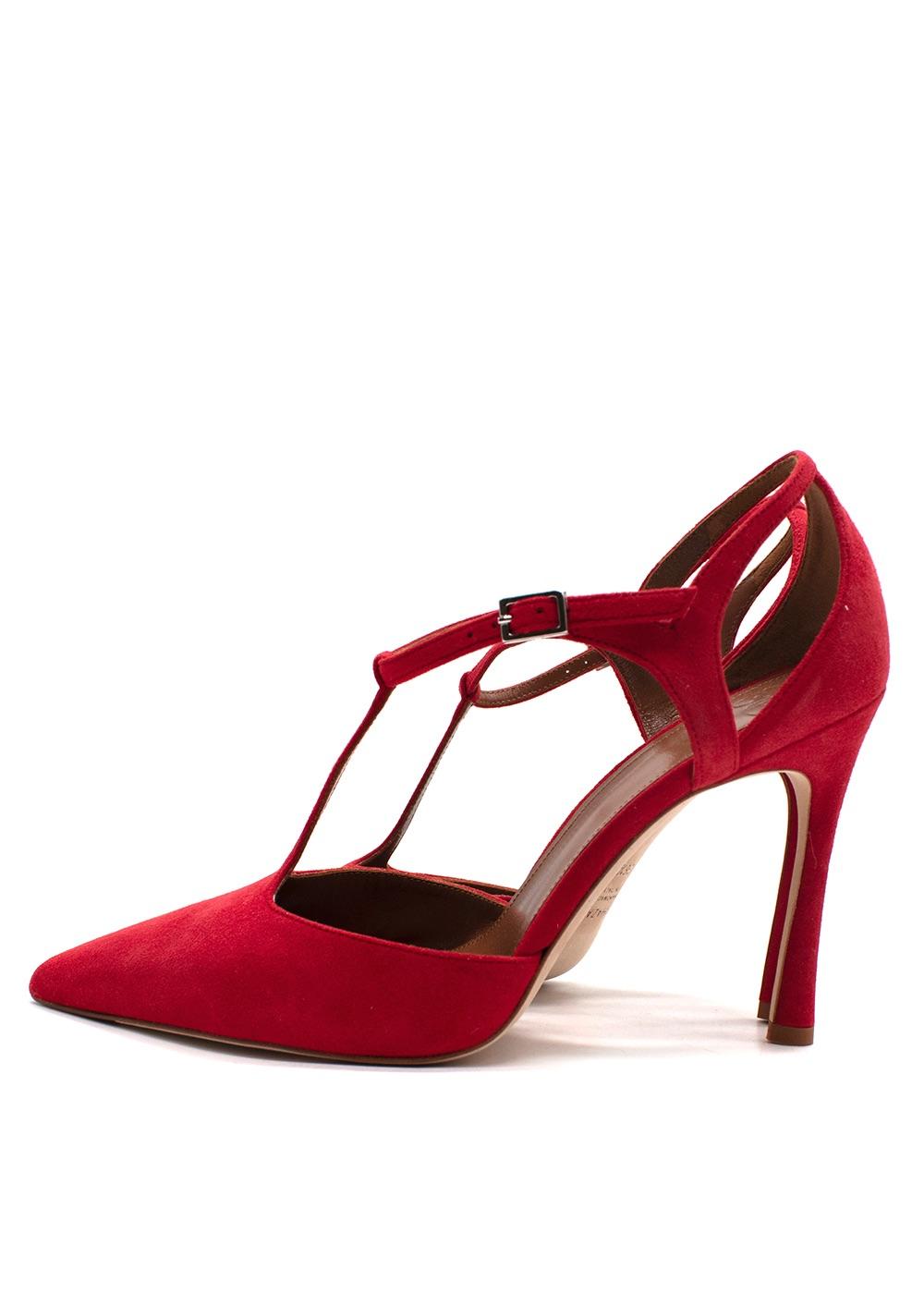 Ghazal Red Suede Jackie 100 Heels