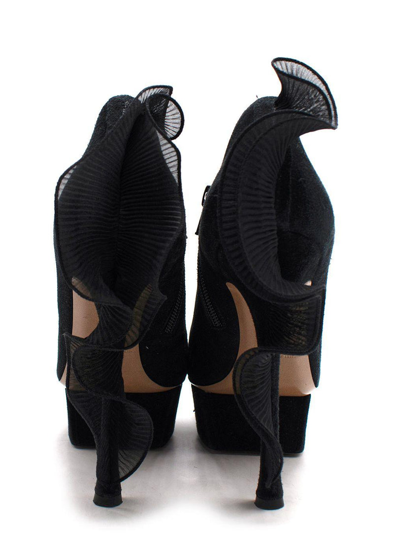 Nicholas Kirkwood black suede platform ankle boot