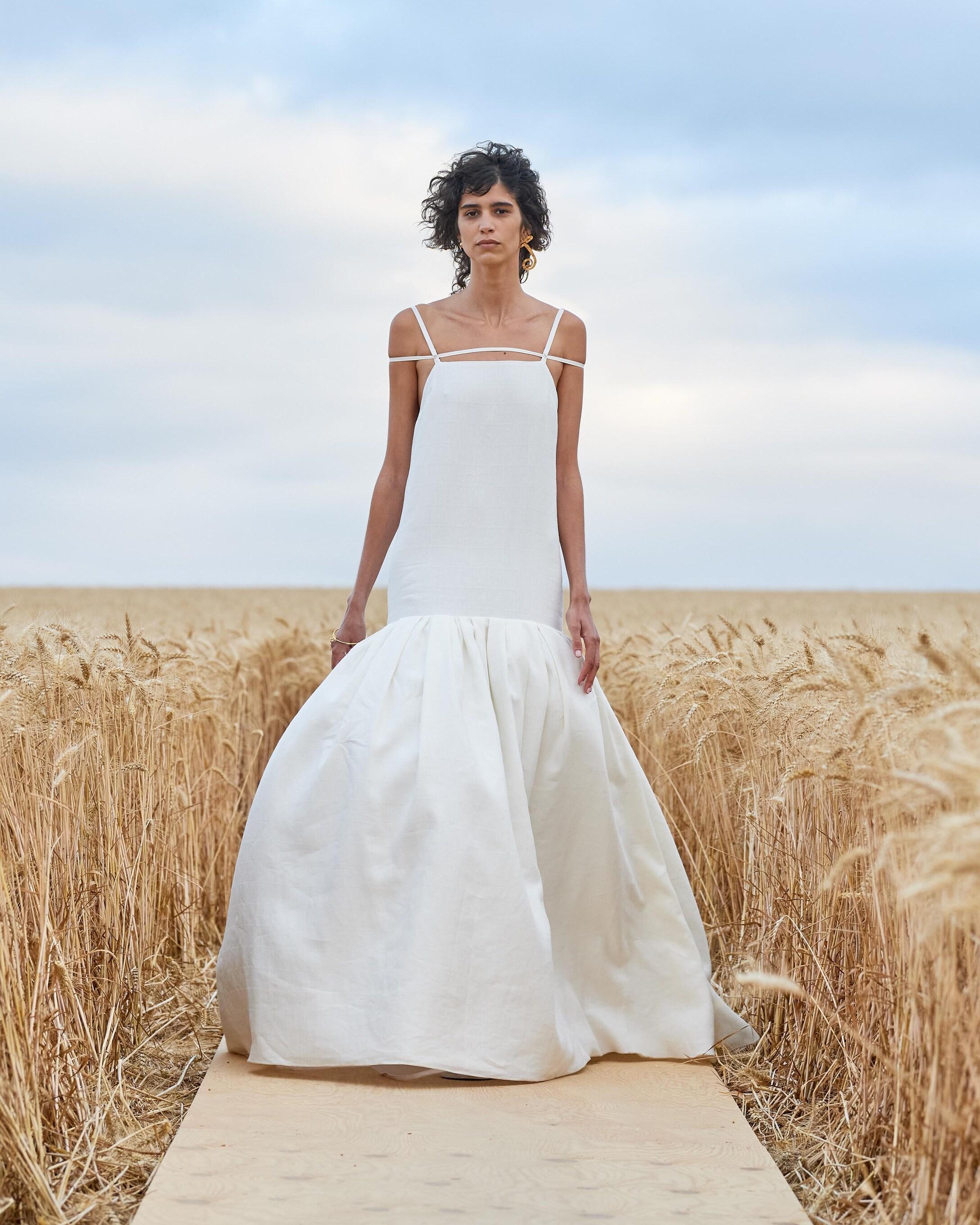 La Robe Amour Tie Detail Linen Jacquard Gown