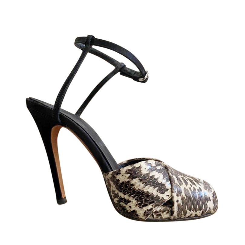 Giambattista Valli Satin & Snakeskin Couture Sandals