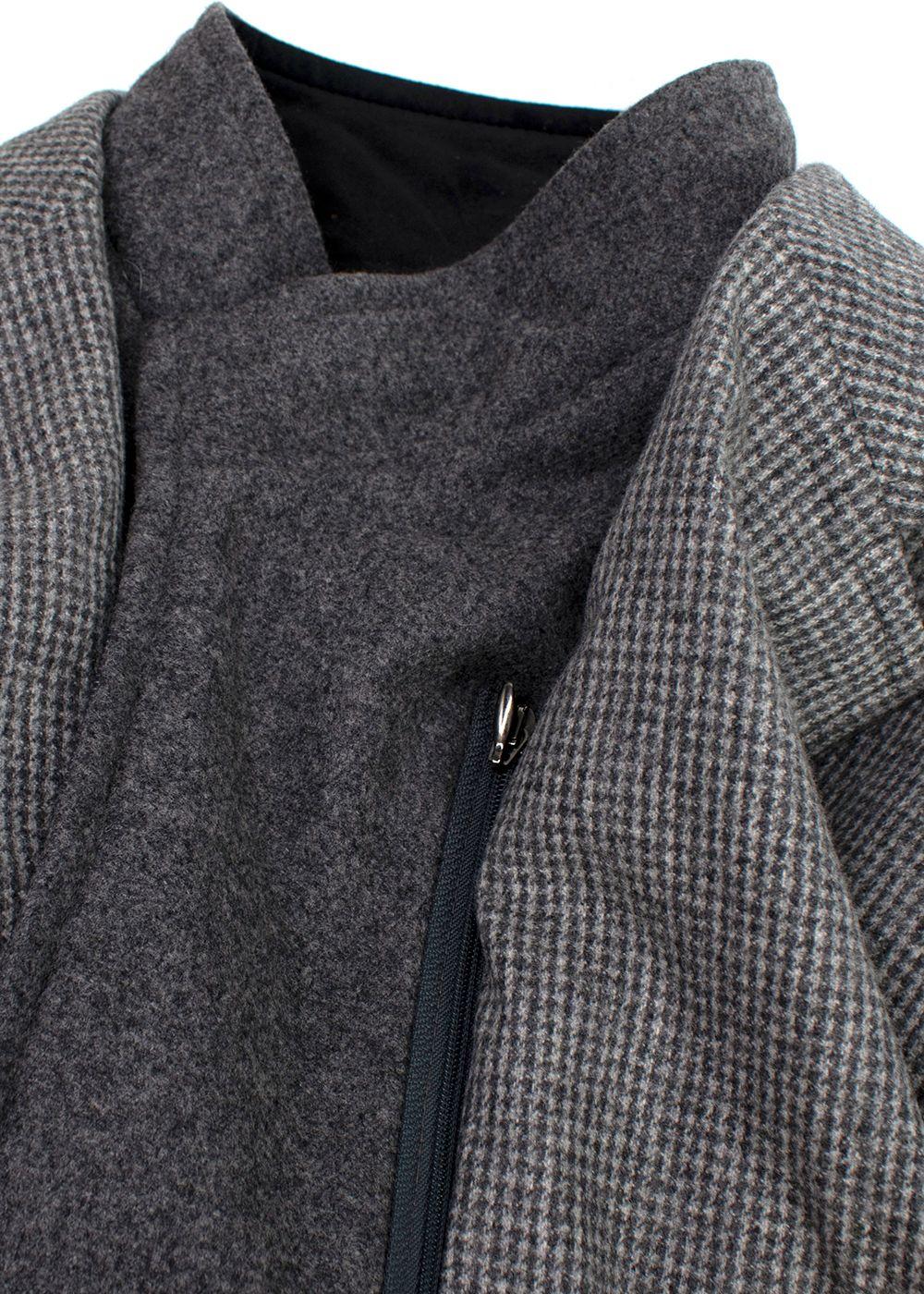 Pal Zileri Grey Houndstooth Single Breasted Wool Scooter Jacket
