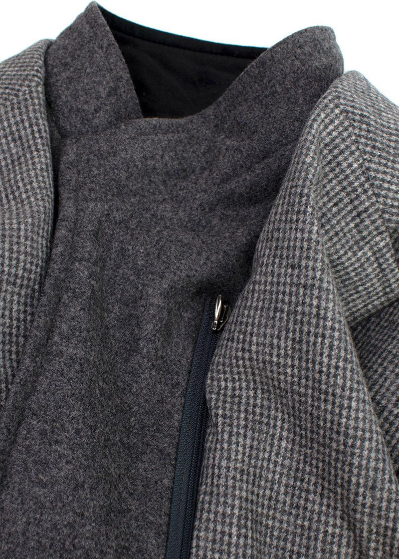 Pal Zileri Grey Houndstooth Single Breasted Wool Scooter Jacket
