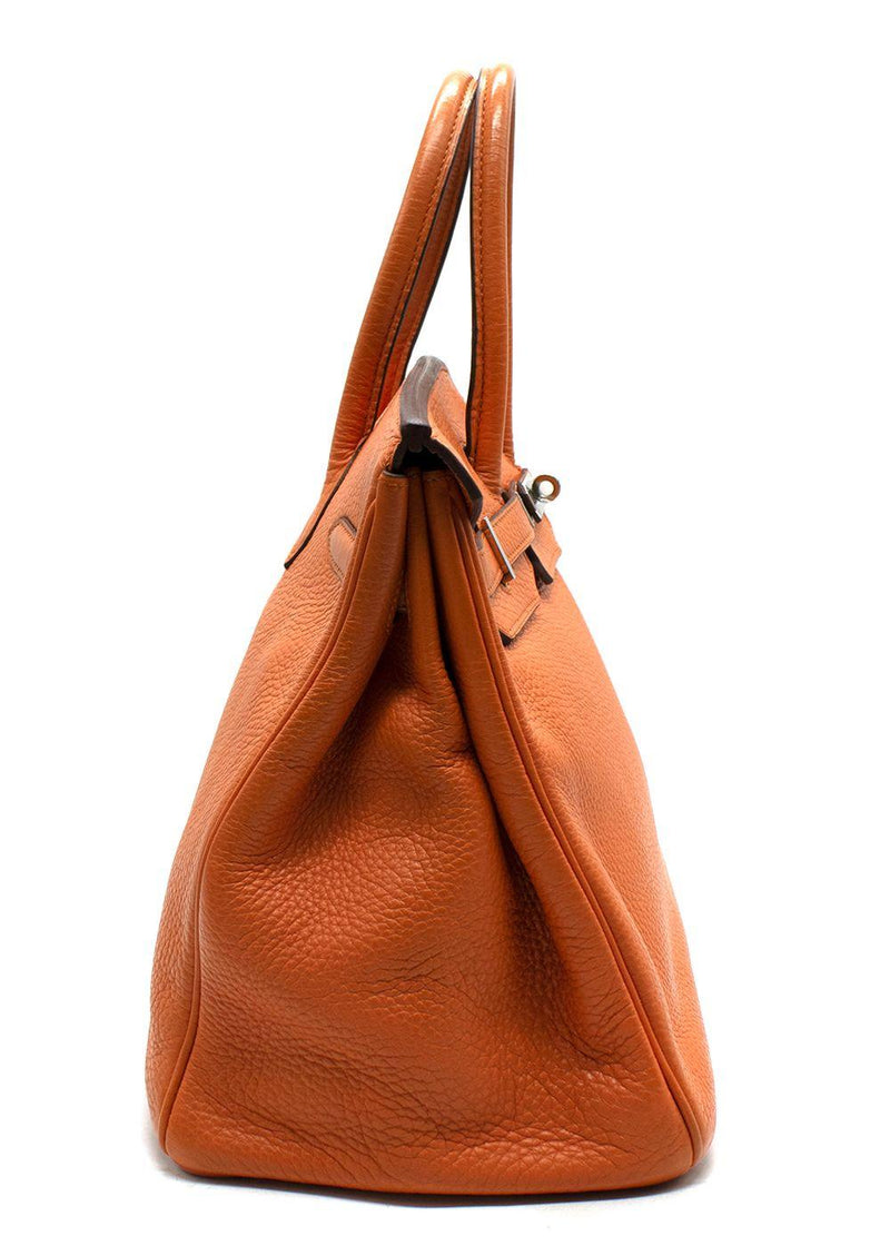 Hermes Birkin 35 in Orange H Taurillon Clemence Leather Palladium Hardware