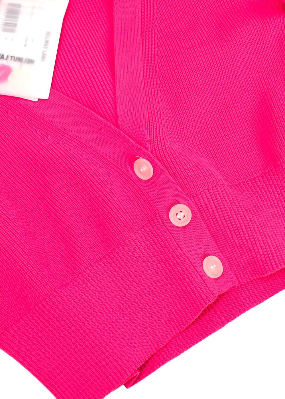 Helmut Lang Bright Pink Essential Crop Cardigan and Mini Skirt Set