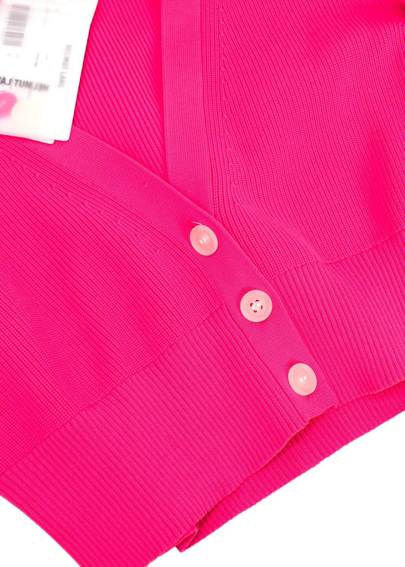Helmut Lang Bright Pink Essential Crop Cardigan and Mini Skirt Set