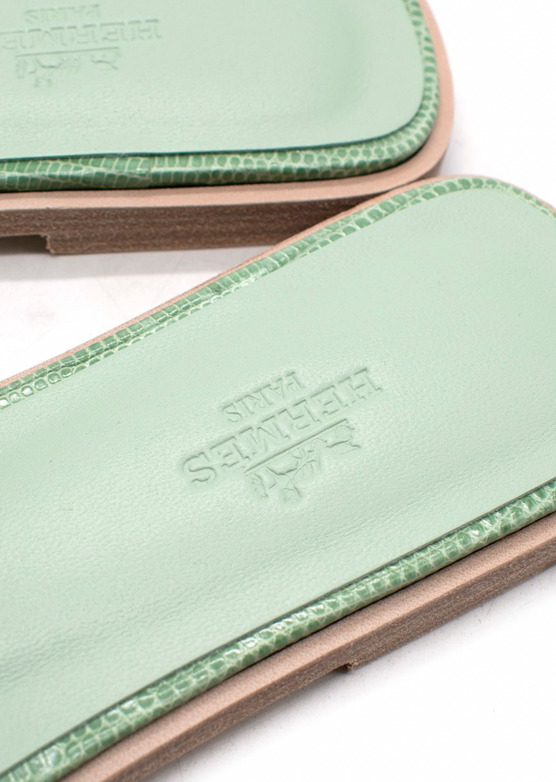 Hermes Vert Jade Niloticus  Lizard Oran Sandals