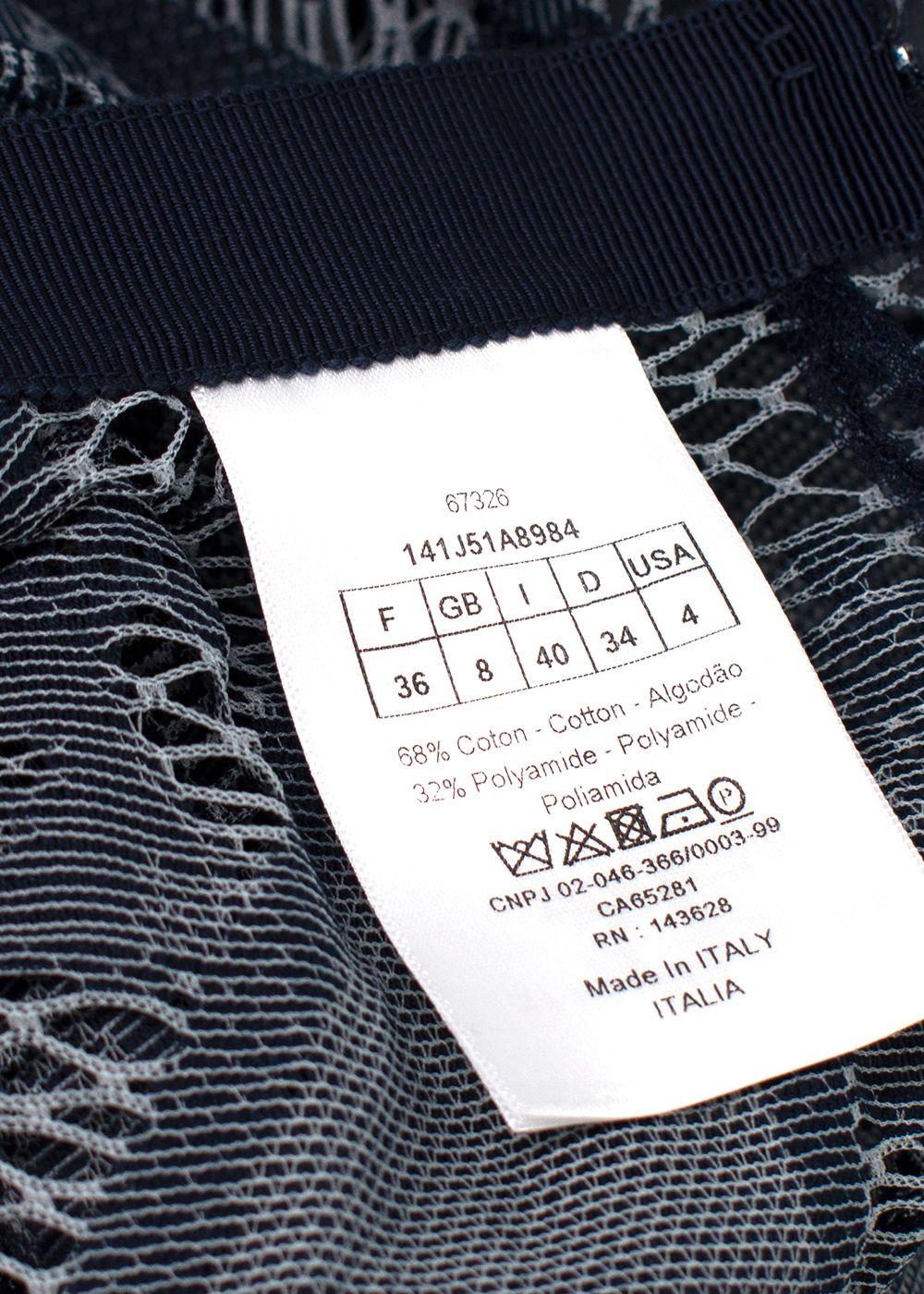 Dior Navy Cotton Blend Embroidered Midi Skirt