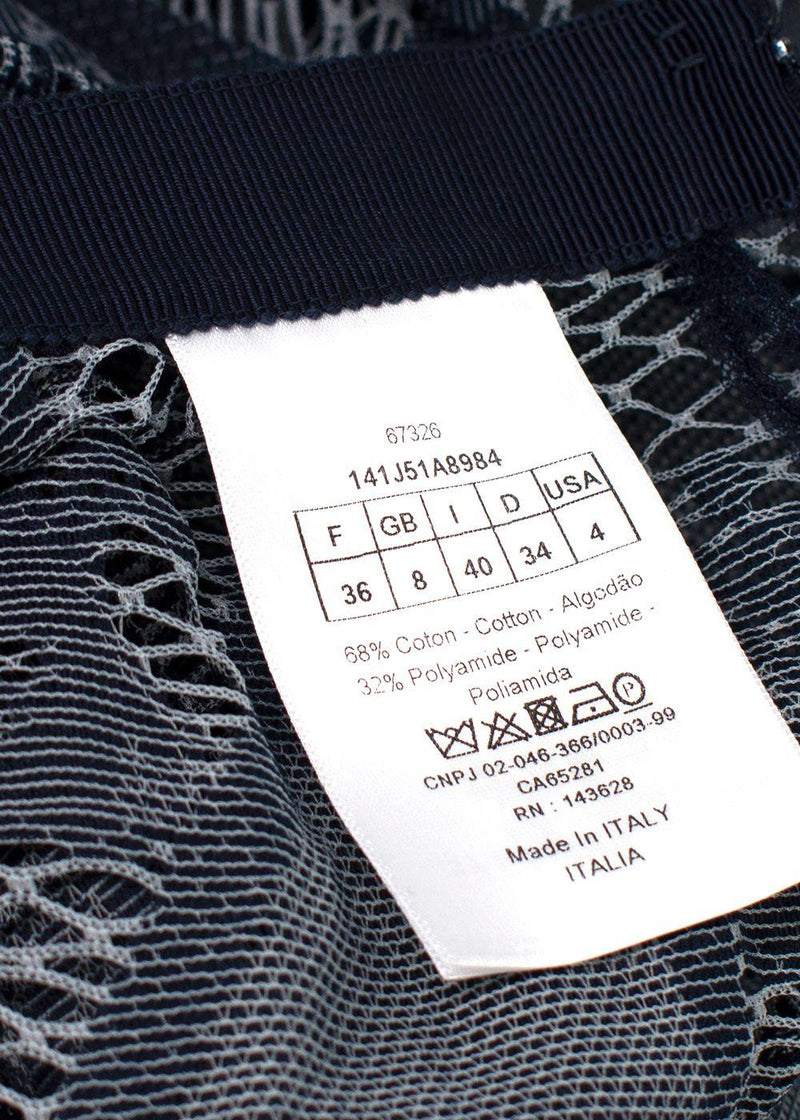 Dior Navy Cotton Blend Embroidered Midi Skirt