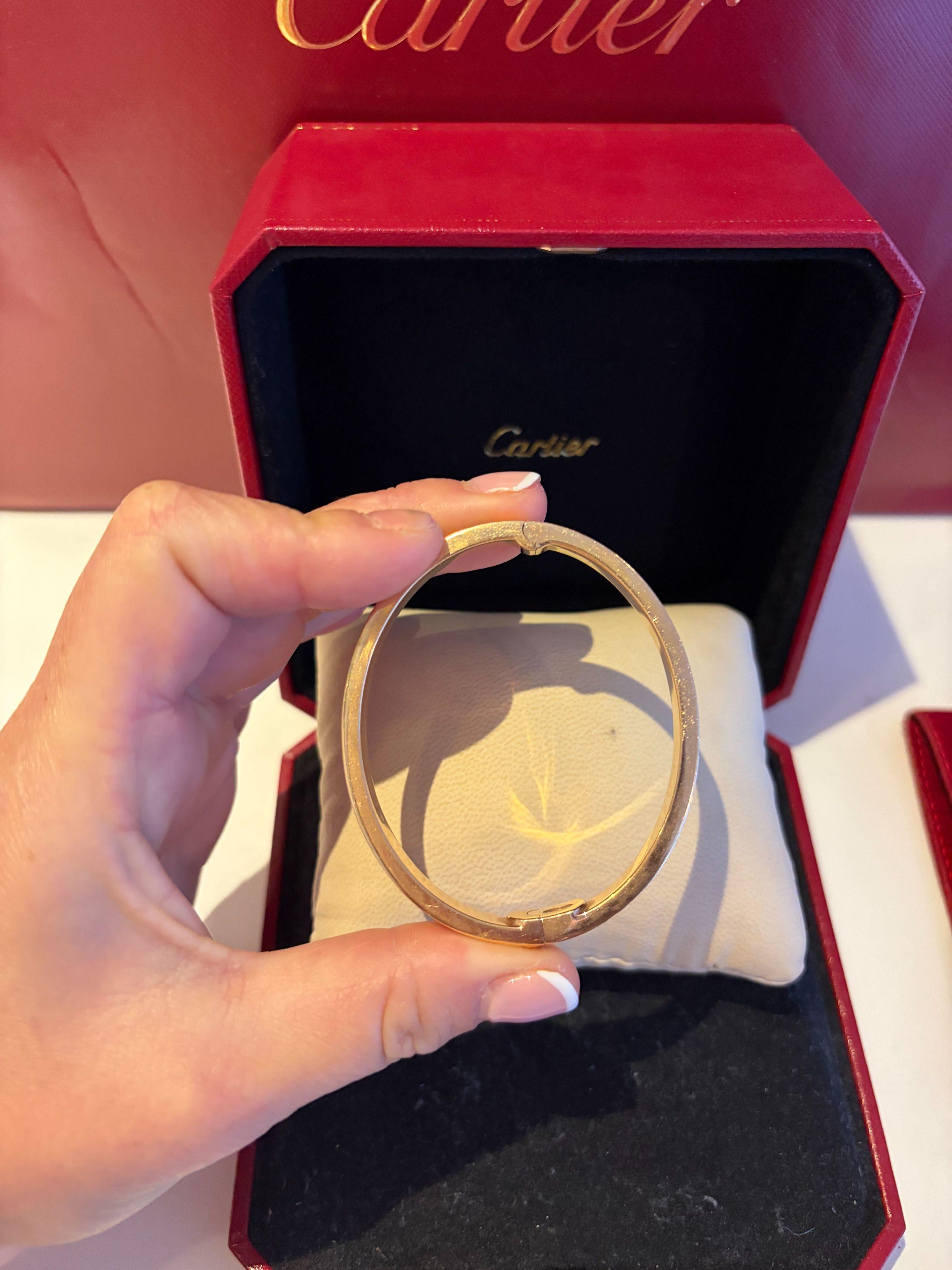 Cartier Full Pave Set Diamond Rose Gold Love Bracelet 17 with box and receipt